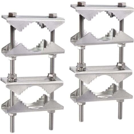 Bardusch-Support Antenne Exterieur Fixation Pince à Mât Antenne Antirouille Kit de Montage Pole à Pole pour 25-50 mm Diamètre Starlink TV Satellite Lora WiFi 4G LTE CB Radio Amateur Parasol, Lot de 2 (1/5)