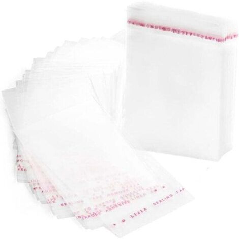 Bardusch-Lot de 100 sachets transparents en cellophane plastique avec fermeture adhésive 8 x 12 cm (1/4)