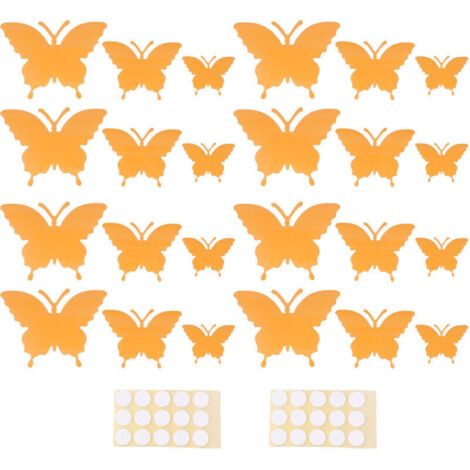Bardusch-Lot de 2 autocollants lumineux en PVC, motifs d'insectes stéréoscopiques 3D, faciles à détacher, Orange, 3 tailles, autocollants muraux pour chambre (1/4)