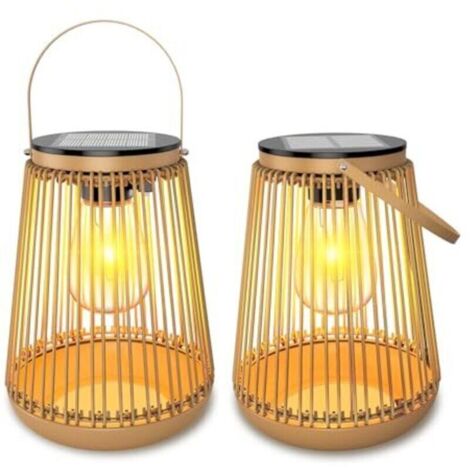 Bardusch-Lampe Solaire Extérieure, 2 Pièces Lanterne Solaire Extérieure Décoration Jardin Avec Ampoules LED Blanc Chaud, Lanterne Extérieure Solaire Pour Allées, Terrasses, Balcons, Patios et Portails (1/4)