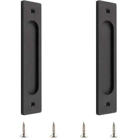 Bardusch-1 Pc poignées de porte coulissante rectangulaires encastrées en alliage d'aluminium noir mat avec vis de montage pour porte coulissante de grange (1/4)