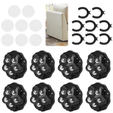 Bardusch-Lot de 8 roulettes à billes robustes, roulettes à rouleaux solides auto-adhésives à 360 degrés pour meubles, boîtes de rangement, petits appareils électroménagers, poubelles (1/4)