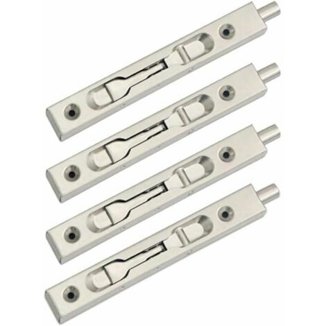 Bardusch-Lot de 4 (2 paires) loquet coulissant pour loquet de porte affleurant, action de levier de sécurité dissimulée, boulon coulissant en acier inoxydable - (longueur 15 cm) (1/4)