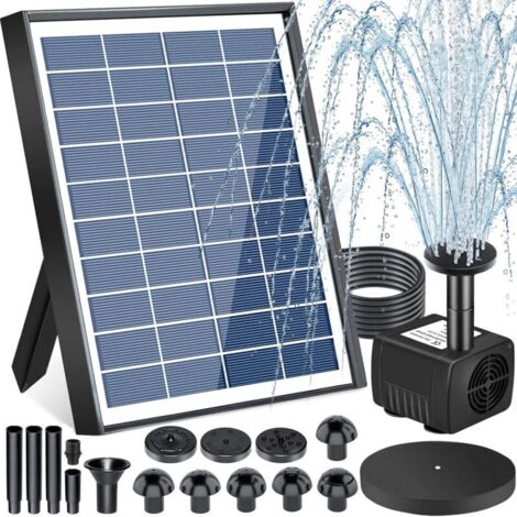 Bardusch Fontaine Solaire Extérieure de Jardin, 6,5W Pompe Solaire Bassin Exterieur, Solaire Flottant Extérieur Fontaine avec 9 Buse pour Bain d'oiseaux, Aquarium, Étang, Piscine, Décoration de Jardin (1/5)