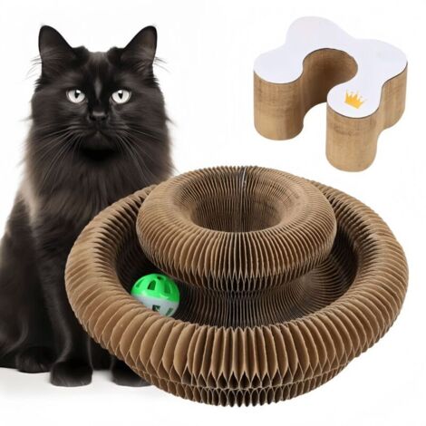 Bardusch Griffoir pour Chats Carton - Grattoir Multi-Formes Pliant, Jouet Interactif avec Cloche Dérouvable, Stimule l'Instinct de Chasse Félins, Adapté à Tous Les Âges de Chats (1/5)