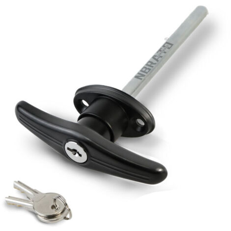 Bardusch Serrure de porte de garage avec poignée en T verrouillable en alliage de zinc, accessoires de serrure longue pour hangars et bâtiments extérieurs