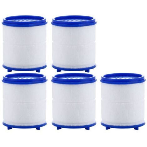 Bardusch Lot de 5 filtres anti-éclaboussures, filtre à eau pour tête de robinet pour filtration de l'eau du robinet, double filtre en coton PP et boule de sulfite de calcium (1/4)