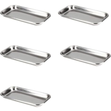 Bardusch 5 pièces Plateau en Acier Inoxydable, Plateau INOX Rectangulaire, Plateaux Médical Rectangulaire INOX, plateau Tatouage Inoxydable, Plateau de Laboratoire Pour Les Tatouages Chirurgie Dentair (1/5)