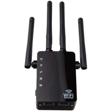 Amplificateur de signal WiFi sans fil Répéteur amélioré double bande 1 200 M Routeur haute puissance 2,4 et 5G (noir， 90x173x70mm