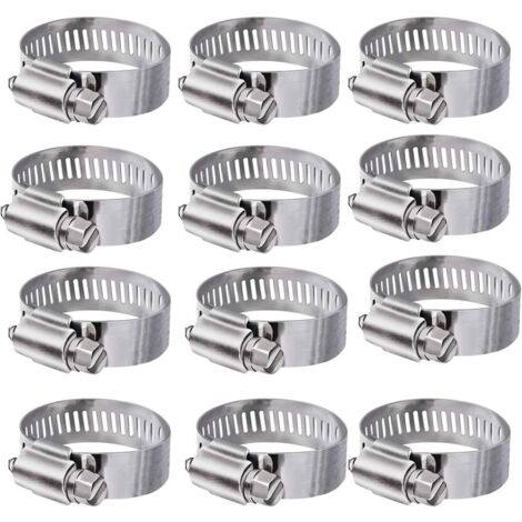 Collier de Serrage 304 Collier INOX Ajustable en Acier Inoxydable Tuyau Pinces Clips Fixationpour Famille Tuyau d'eau,réservoir de gaz,Tube d'automobiles (16-25mm) GROOFOO (1/5)