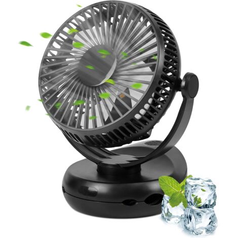 GBLY Ventilateur de table 10 000 mAh, batterie, silencieux, à clip, petit ventilateur USB, portable, ventilateur de camping avec lumière LED, ventilateur de tente rechargeable 3 en 1, 4 vitesses