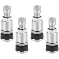 4 Pièces Valve Pneu Voiture, Valves Universelles en Métal Argenté, Valve de Jante en Métal pour Moto Camion