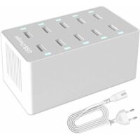 Bardusch-Station de Charge USB, hub Chargeur USB de 50 W à 10 Ports, Chargeur USB multiport avec Smart Detect, Compatible avec iPhone, Galaxy, Tablette iPad et Autres appareils de Charge USB
