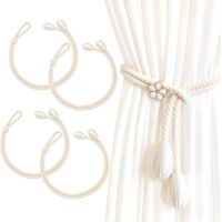 Bardusch-Lot de 4 embrasses de rideaux en coton, cordons de rideaux faits main, adaptés à la maison et au bureau (beige)