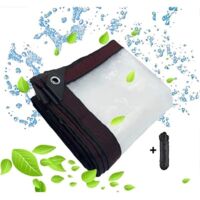 Bardusch-Bâche transparente avec œillets – Serre extérieure en plastique transparente avec bâches de terrasse imperméables – pour tente de mobilier de jardin extérieur – 2 x 1 m