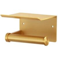 Bardusch - Porte-papier hygiénique mural avec étagère de rangement, support de rangement de mouchoirs auto-adhésif en aluminium sans poinçon