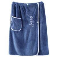 Bardusch-Serviette de bain douce pour homme avec poches Serviette de bain en velours corail de couleur unie Jupe longue pour la maison