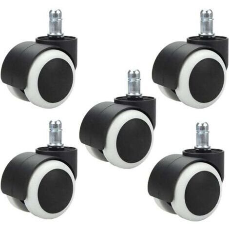 5 pièces roulettes de Chaise de Bureau 48 mm pour Chaise d'ordinateur roulettes pivotantes pour Chaise de Bureau Roues de Remplacement Taille de Tige Standard 11 mm × 20 mm, sans Rayures ni (1/4)