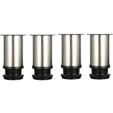 4 Pieds Réglables 8 cm De Hauteur Épaissir les pieds d'armoire Pieds de table Pieds de meubles, Acier inoxydable brossé, Hauteur réglable 0-15 mm Venez avec des vis en acier inoxydable (1/5)