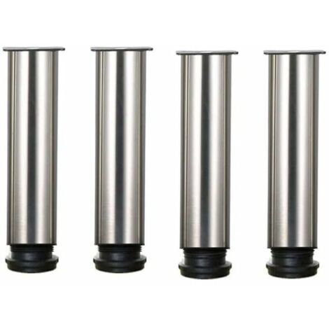 Lot de 4 pieds de meuble en acier inoxydable réglables en hauteur de 25 cm, idéal pour canapé, table, armoires. (1/4)
