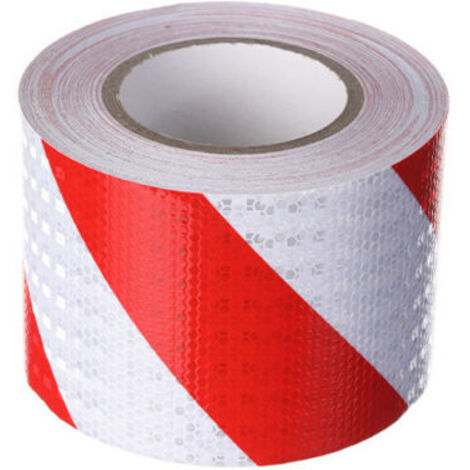 Ruban d'avertissement réfléchissant en sergé rouge et blanc de 10 cm de large et 25 m de long (1/5)