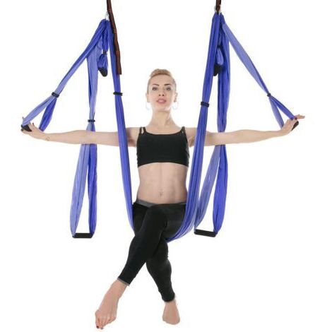 Hamac balançoire anti-gravité, serviette de yoga, serviette de yoga suspendue, sac de ceinture de yoga 250 150 cm (violet, avec 200 kg)