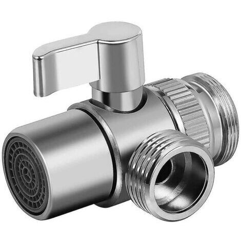 Diviseur de robinet de lavabo de cuisine ou de salle de bains en laiton, adaptateur de robinet, vanne de vidange de robinet à 3 voies (1/4)