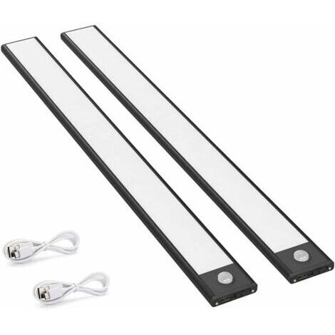 Lot de 2 lampes d'armoire à détecteur de mouvement à LED, 150LM, lampes de cuisine avec batterie rechargeable, éclairage USB, auto/marche/arrêt (1/5)