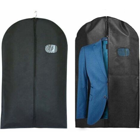 Housses de Vêtements，Sacs à vêtements avec fermeture à glissière，Rangement vêtements unisex ，Housse protection voyage，128x60cm ，，2 pcs（Noir） (1/5)