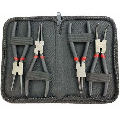 Pince à circlips 4 pièces 6" 150mm Pince à courbure droite intérieure et extérieure avec capuchon de rangement et poignées antidérapantes (1/5)