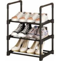 Petit meuble à chaussures, petit meuble à chaussures en métal à 3 niveaux, Étagères à chaussures étroite pour petit espace, Étagères à chaussures solide pour le placard, l'entrée, le couloir et le sal