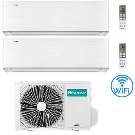 Climatizzatore Condizionatore Hisense Energy Pro X con Wifi R32 Dual Split Inverter 9000 + 12000 BTU con U.E. 2AMW42U4RGC Classe A++/A+