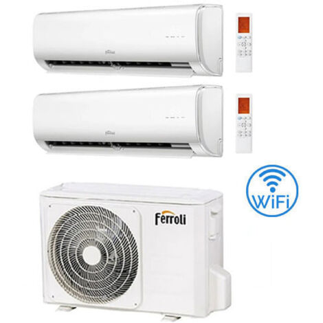 Climatizzatore Condizionatore Ferroli Serie Giada Wifi R32 Dual Split 9000 + 9000 BTU con U.E. 2CP001QF 21000 BTU 21-3 Classe A++/A+ NOVITA'