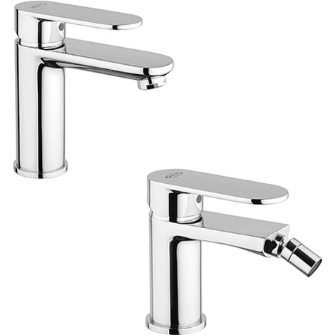 Set Rubinetti Jacuzzi per lavabo e bidet senza scarico serie Borea cromato