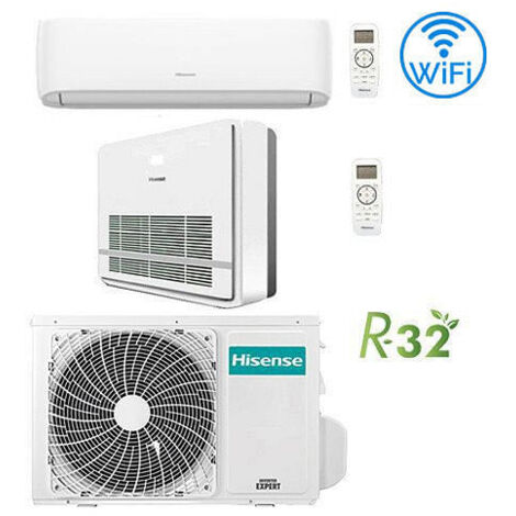 Climatizzatore Condizionatore Hisense Console + Hi Comfort 9000 + 12000 BTU R32 Dual split Inverter con U.E. 2AMW52U4RXC NOVITÁ Classe A++/A+