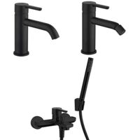 Set Rubinetti Jacuzzi per lavabo e bidet senza scarico e vasca serie Sunset YO nero opaco