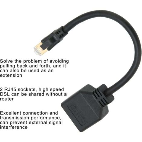 Cavo Splitter Ethernet RJ45 1 A 2 Porte - Adattatore Switch Maschio A 2 Femmine Per Reti CAT7 - Condivisione Porta LAN Senza Router, Plug And Play - 4