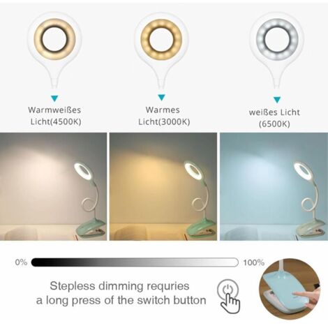 Eujgoov Lampada Da Lettura LED Ricaricabile Con Pannello Solare E Cavo DC5V - Collo Flessibile, 3 Temperature Colore, Morsetto - 4