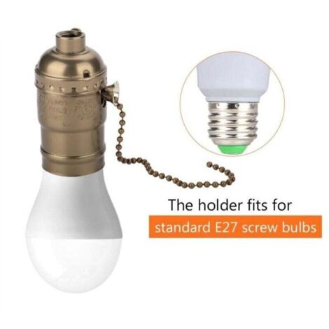 E27 Lampenfassung Aus Aluminium Im Vintage-Stil Mit Zugkette – 250 W, 250 V, M10 Gewinde, Silber, Für Schreibtisch- & Tischlampen