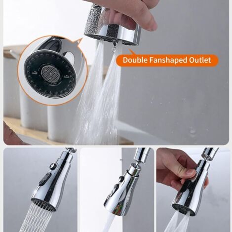 Ausziehbarer Brausekopf – 2 Funktionen (Regen & Sprudel), ABS-Kunststoff, Chrom-Optik, 1/2 Zoll Anschluss, Ersatz Für Küchenarmaturen