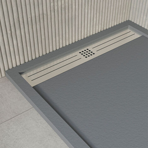 Receveur De Douche 80x100 Anthracite Effet Pierre Résine - Marque Idralite, Sans Bonde, Réductible