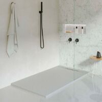 KOES - Receveur de douche en résine modèle LIENA – 80x110 – Bleu brumeux RAL 7035