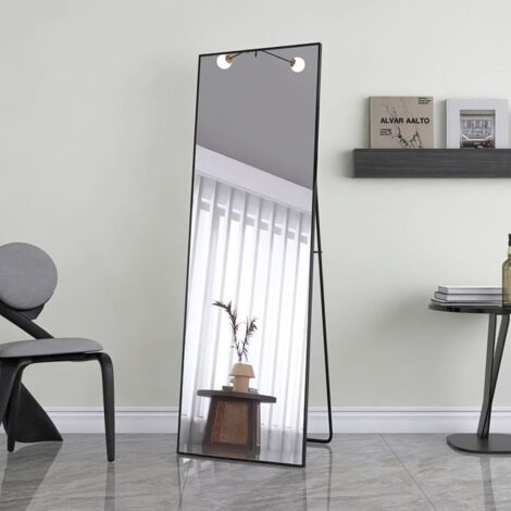 fortuna Lai Miroir sur pied minimaliste avec cadre en alliage d'aluminium, grand miroir mural ou miroir sur pied, pour chambre à coucher, salle de bain ou garde-robe (noir, 140 x 40 cm fortuna Lai Miroir sur pied minimaliste avec cadre en alliage d'aluminium, grand miroir mural ou miroir sur pied, pour chambre à coucher, salle de bain ou garde-robe (noir, 140 x 40 cm