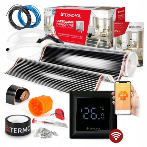 Kit de film chauffant infrarouge, puissance 140 W, 100 cm, surface 18 m², H6 noir + Wi-Fi (1/5)