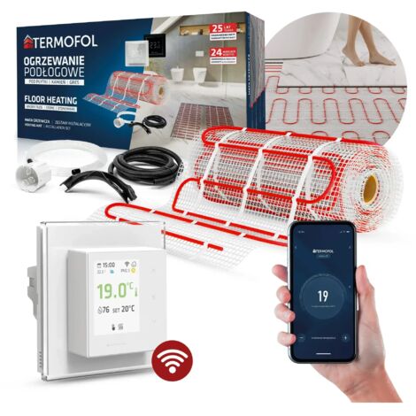 ENSEMBLE DE CHAUFFAGE AU SOL avec thermostat 1,5m2 150W/m2 TF-H7 BLANC 50CM+WIFI (1/5)