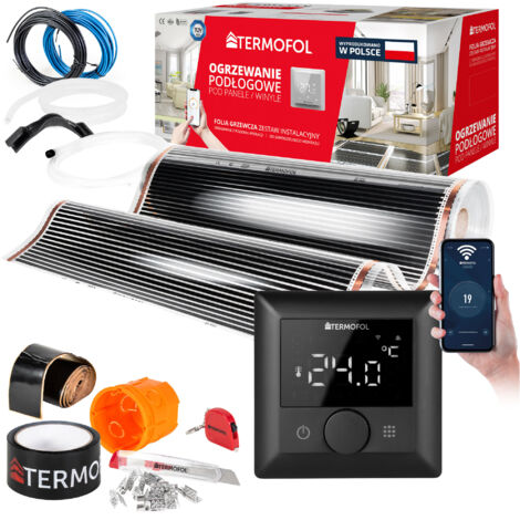 Kit de film chauffant infrarouge 140 W, 100 cm, 4 m² + télécommande TF-H5 Wi-Fi, noir (1/5)
