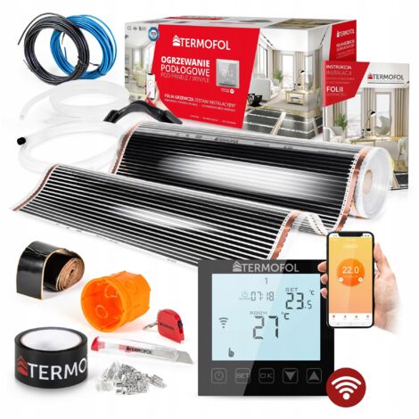 Kit de film chauffant infrarouge, puissance 140 W, 100 cm, surface de chauffe 10 m², Wi-Fi, noir (1/5)