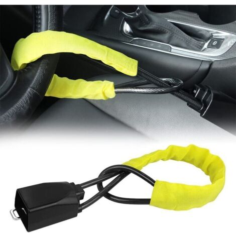 Giallo, bloccasterzo, bloccacintura di sicurezza, bloccaborse antifurto, adatto alla maggior parte delle auto, SUV, golf cart, 655,7 cm