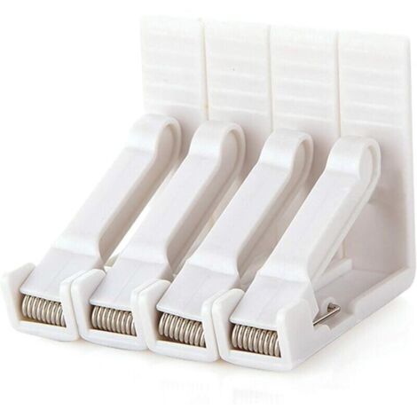 Set di 4 fermagli per tovaglie in plastica bianca con morsetto regolabile ad alta tensione, per tavoli fino a 4,5 cm di spessore, fermagli per tavoli da giardino, picnic, feste, cucina e ristorante. 5 (1/4)