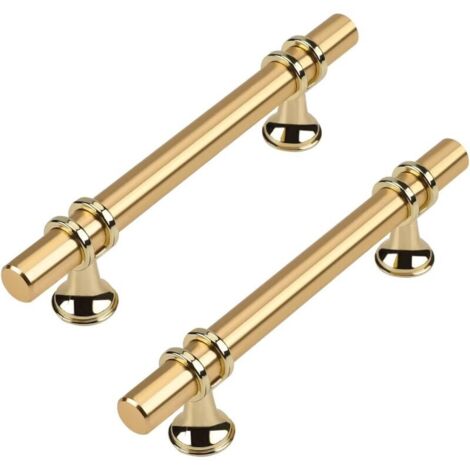 Set di 6 maniglie per mobili, maniglie per mobili da cucina, finitura oro - Maniglie da cucina dorate, maniglie per cassetti in lega di zinco, spaziatura fori 128 mm